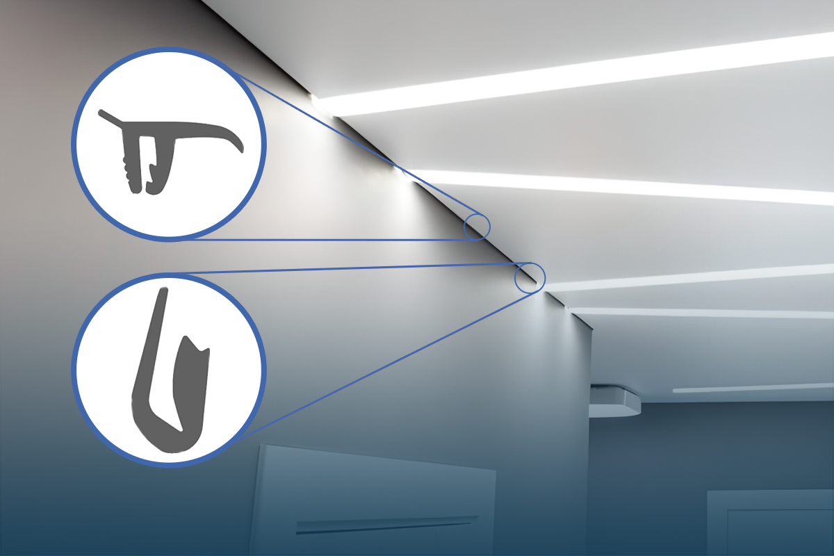 Seals for fixation of stretch ceilings